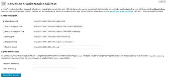 8.7. Közvetlen hivatkozások beállításai