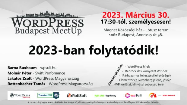 2023-ban folytat&oacute;dik a WordPress Budapest MeetUp sorozat!